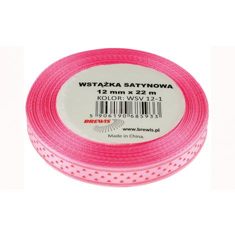 Wstążka satynowa Brewis Różowa, 12mm x 22m